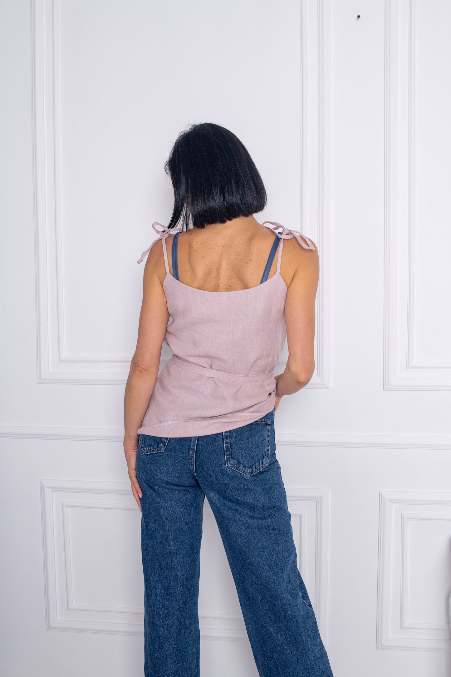 Linen top with thin spaghetti straps May. Top by Morkva