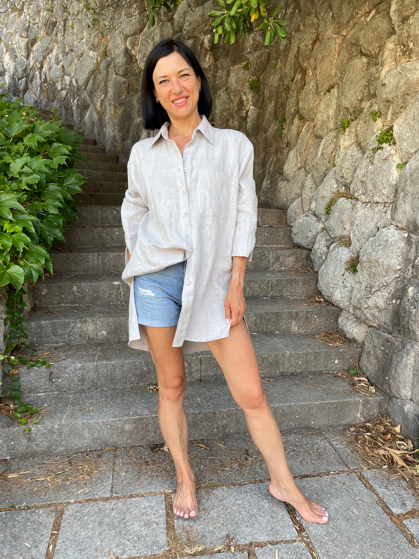 Women's linen shirt Stephanie. Oversized linen shirt. Shirt by Morkva