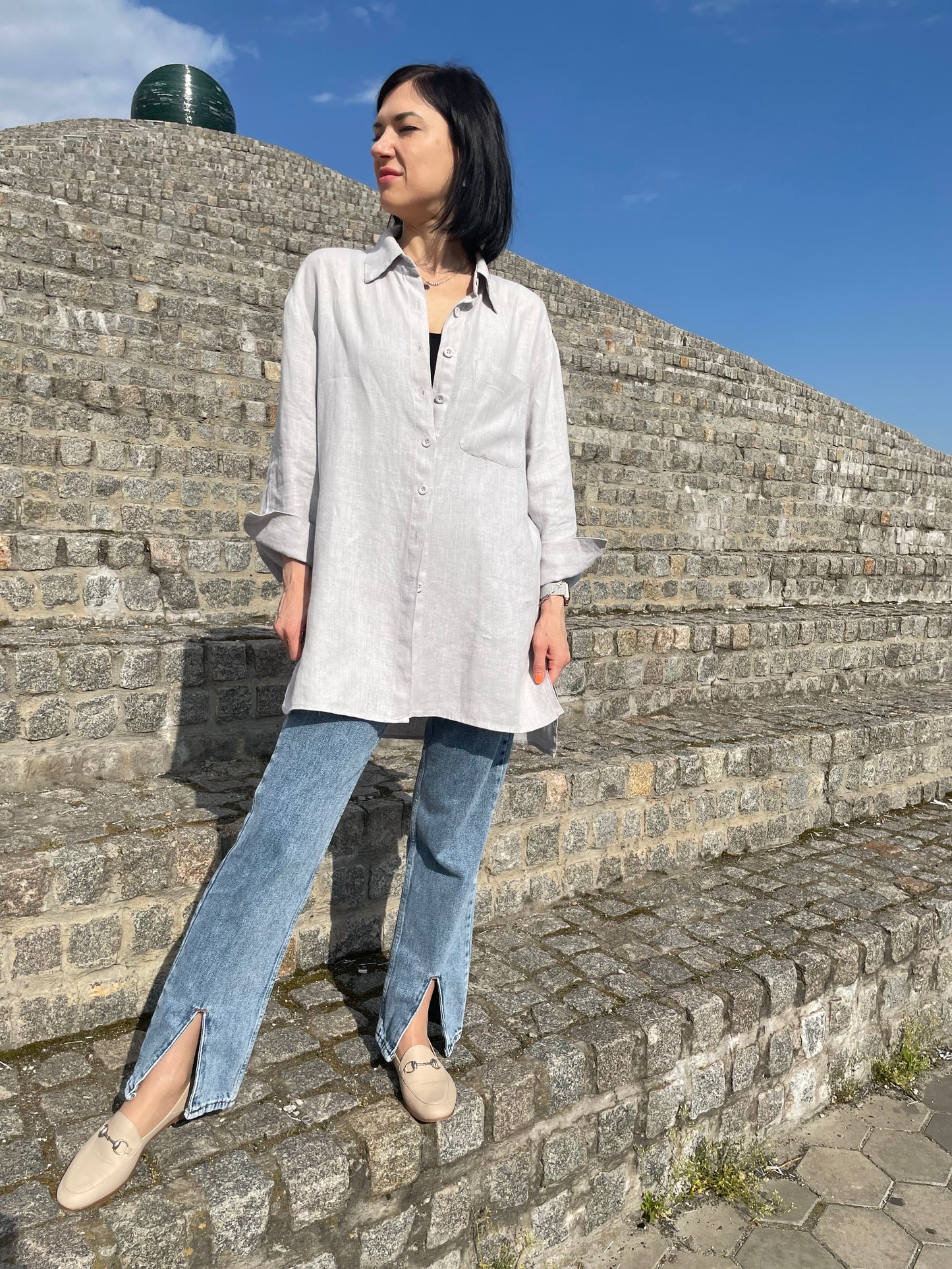 Women's linen shirt Stephanie. Oversized linen shirt. Shirt by Morkva